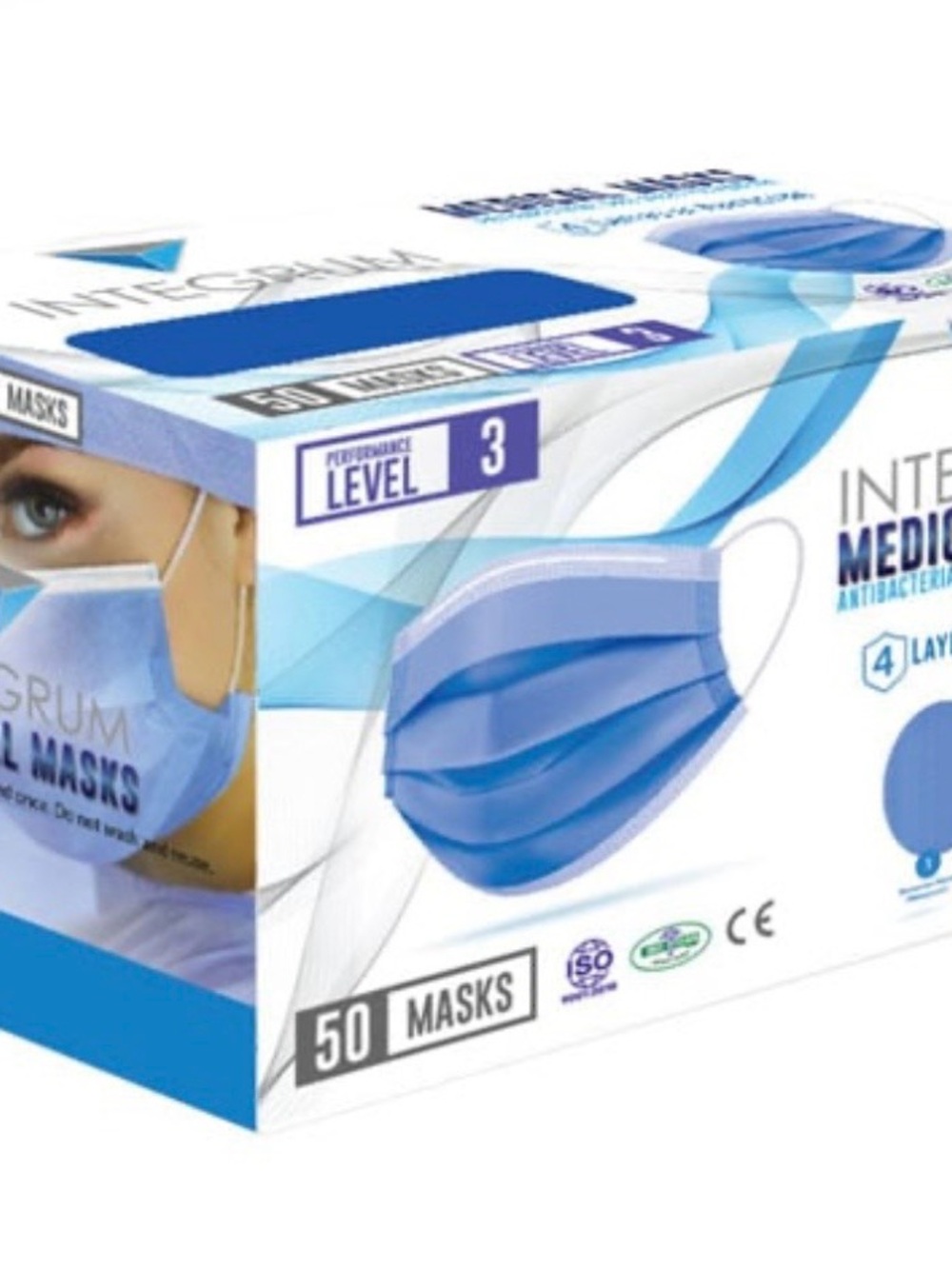 INTEGRUM label 3 -Type ll Mask. Box 50 mask Four layers(price for 2 boxes) New